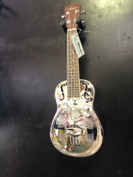 Aiersi - Concert Resonator Ukulele with F Holes - Glossy Silver Finish