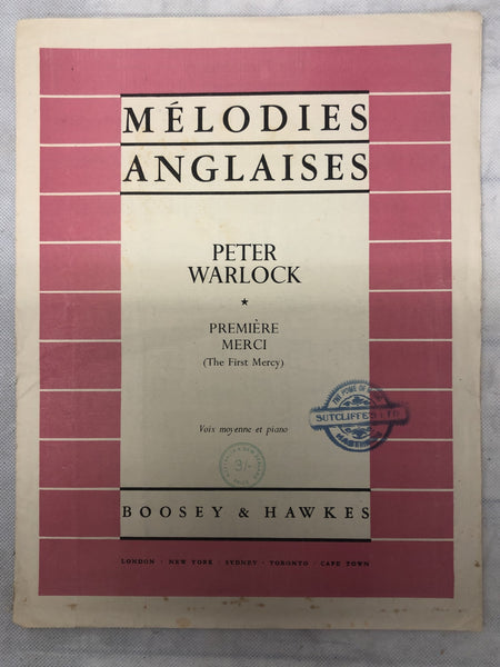 Melodies Anglasies - by Peter Warlock (Second Hand)