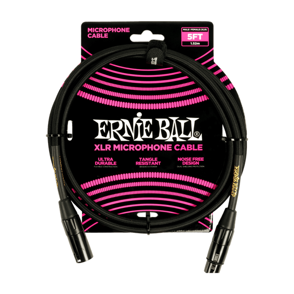 Ernie Ball 5FT Braided Male/Female XLR Microphone Cable