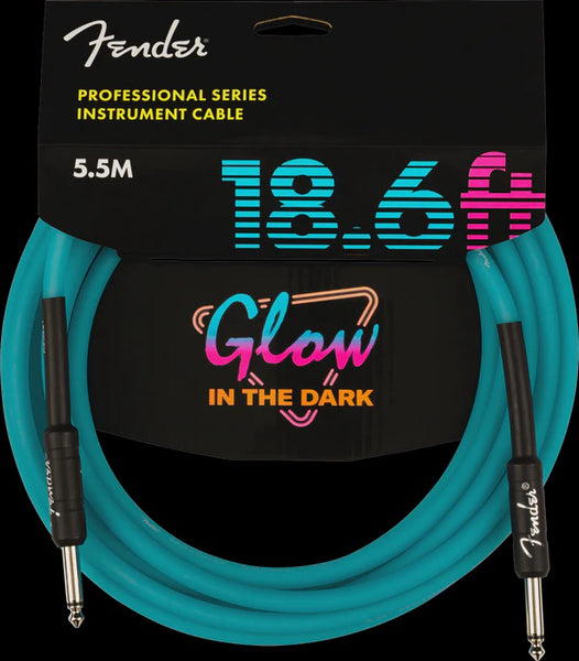 Fender - Professional 18.6' Glow in the Dark Instrument Cable - Blue