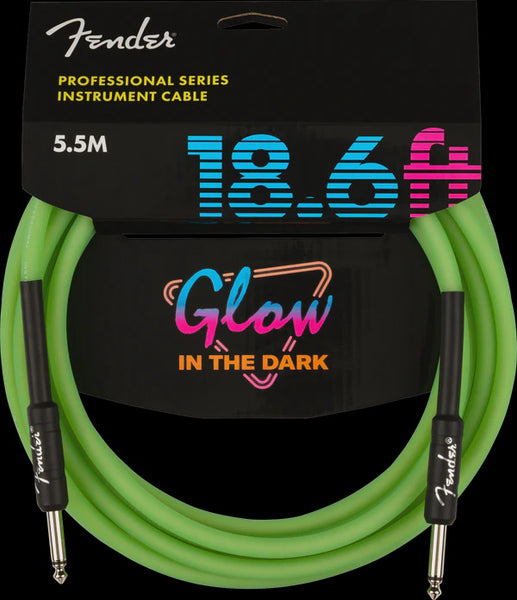 Fender - Professional 18.6' Glow in the Dark Instrument Cable - Green