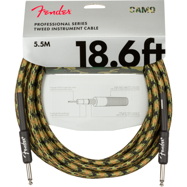 Fender - Professional Series 18.6' Instrument Cable - Woodland Camo
