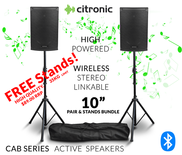 Active 10" Speaker PAIR With Free Stands with Bluetooth Stereo Link - PAIR  Product Code: 178.010P