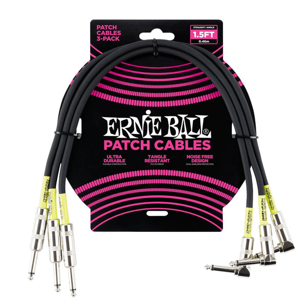 Ernie Ball - 1.5ft Patch Cable ST/ANG - 3 Pack