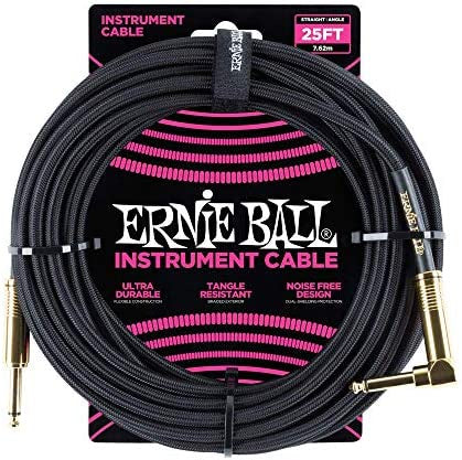 Ernie Ball - 25FT Straght/Angled Braided Cable (Black)