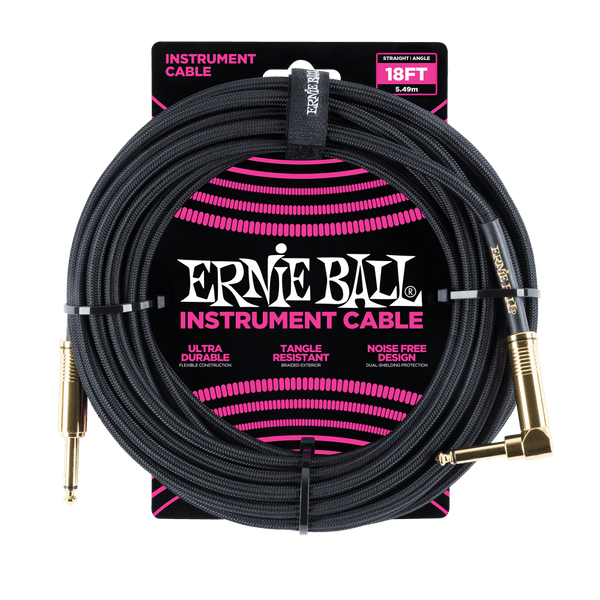 Ernie Ball - 18ft Braided ST/AGL - Black w/ Gold Tips