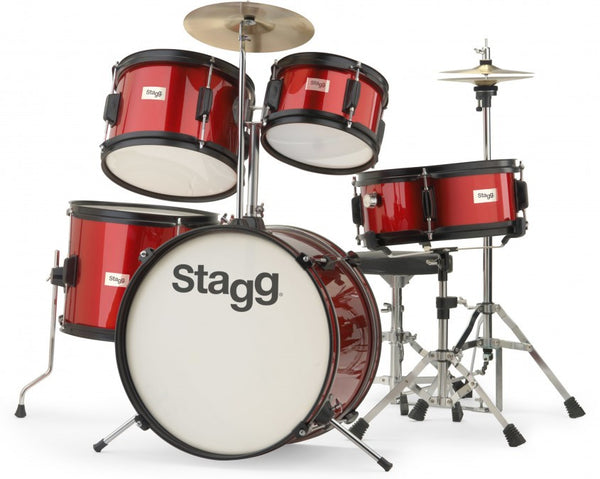 Stagg - 5 Piece Junior Drum Kit - 16" Kick Bass - Red