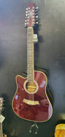 Aiersi - Left Handed 12 String Acoustic Electric Guitar - Red Gloss