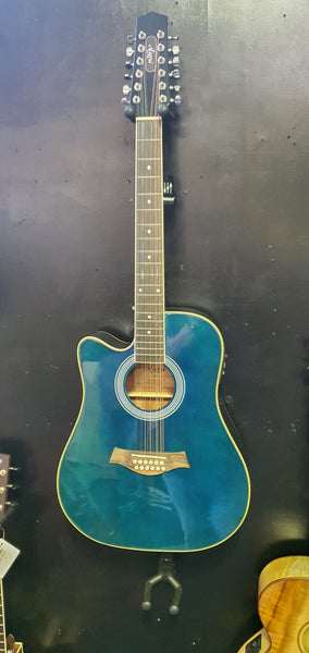 Aiersi - Left Handed 12 String Acoustic Electric Guitar - Blue Gloss