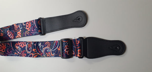 Dark Vintage Jacquard PU Leather Adjustable Lightweight Guitar Strap