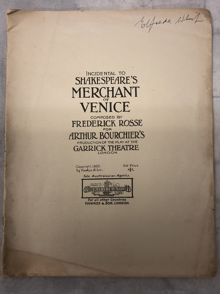 Incedental to Shakespeare's Merchant Of Venice (Second Hand)