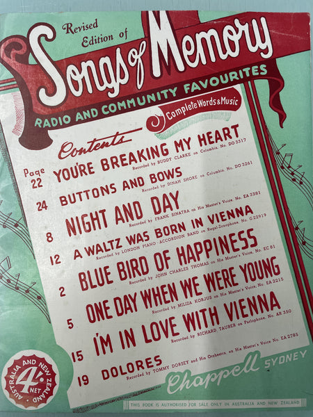 Chappell Songs of Memory (Second hand)