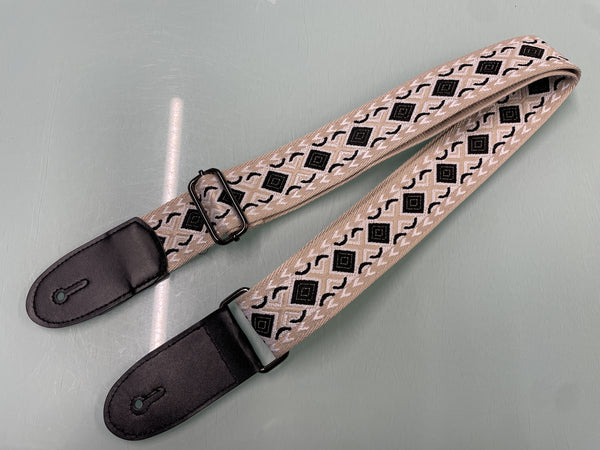 Best Guitars - Jacquard Strap - White Criss Cross
