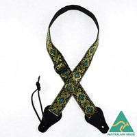 Colonial Leather - Ukulele Jacquard Strap - Gold & Aqua