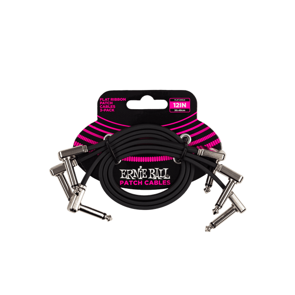 Ernie Ball - 12" Flat Ribbon Patch Cable - 3 Pack