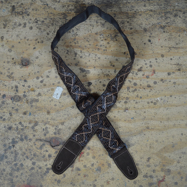 Colonial Leather - Lacing & Suede Guitar Strap - Dark Brown/Chocolate