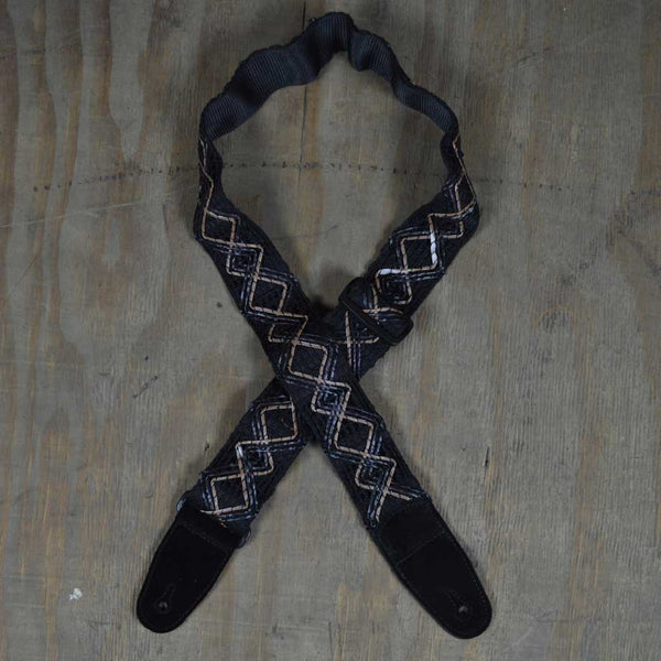 Colonial Leather - Lacing & Suede Guitar Strap - Black