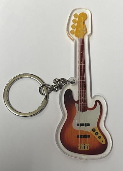 Sunburst/White Bass Guitar Keyring