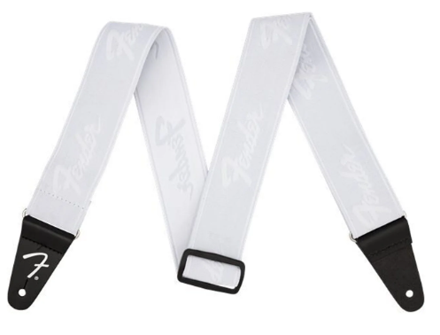 Fender - WeighLess 2" Running Logo Strap - White