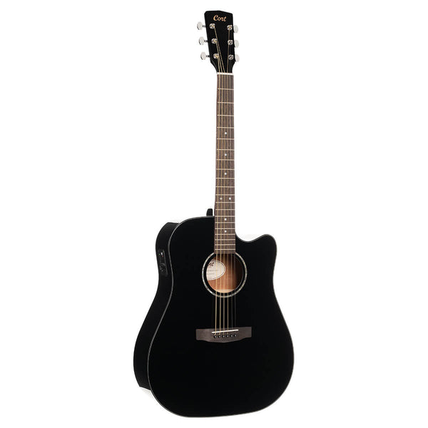 Cort - Earth60 Dreadnought Acoustic Electric Guitar - Black Gloss