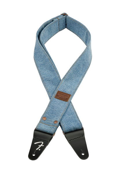 Fender x Wrangler Riveted Denim Guitar Strap - Light Indigo