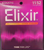 Elixir - Nanoweb Phosphor Bronze Acoustic Guitar Strings - 11/52