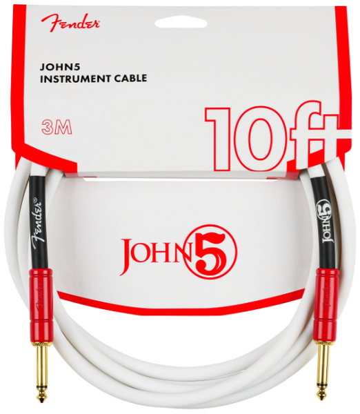 Fender - John5 Instrument Cable - 10ft White/Red