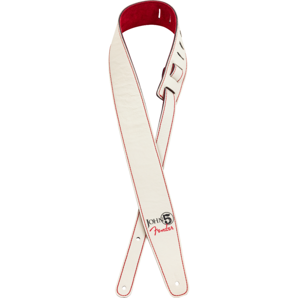 Fender - John5 Leather Strap - White/Red