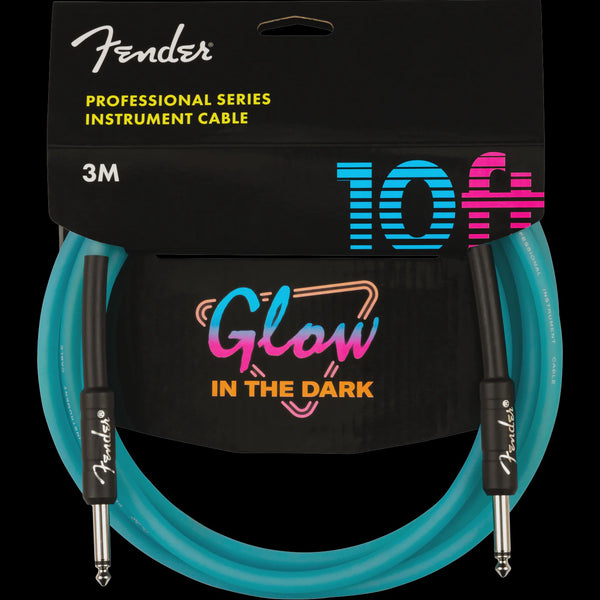 Fender - Professional 10' Glow in the Dark Instrument Cable - Blue