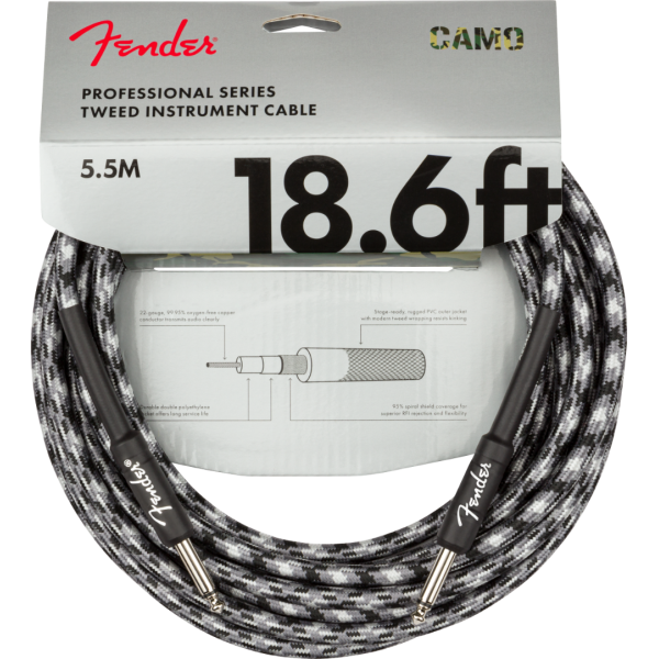 Genuine Fender® Professional Series Instrument Cable, 18.6', Winter Camo