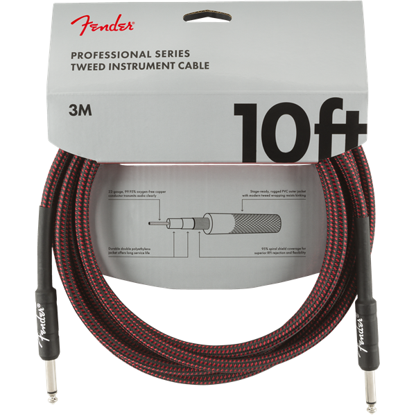 Fender® 10' Professional Series Red Tweed Instrument Cable- 10 ft