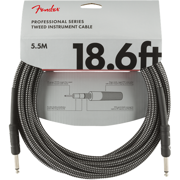 Fender® 18.6' Professional Series Gray Tweed Instrument Cable