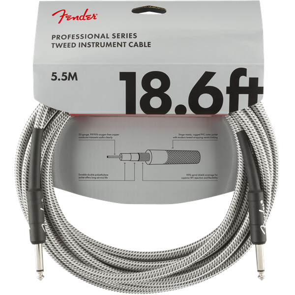 Fender - Professional Series 18.6' Instrument Cable - White Tweed