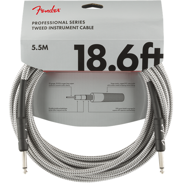 Fender® 18.6' Professional Series White Tweed Instrument Cable