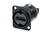 Neutrik -  NAHDMI-W-B - HDMI feedthrough adapter, black D-shape housing.