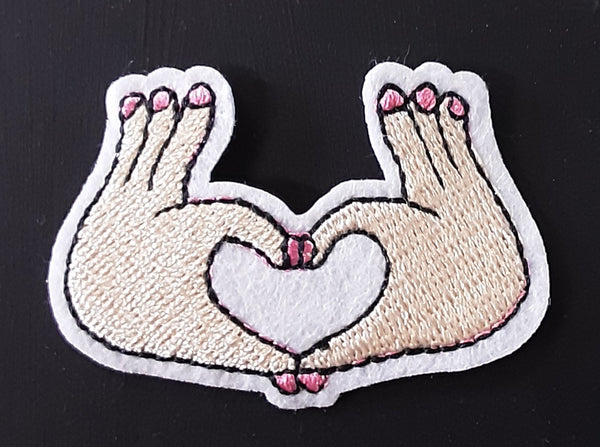 Hand Heart Fabric Badge