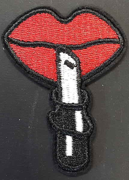 Applying Lipstick Fabric Badge