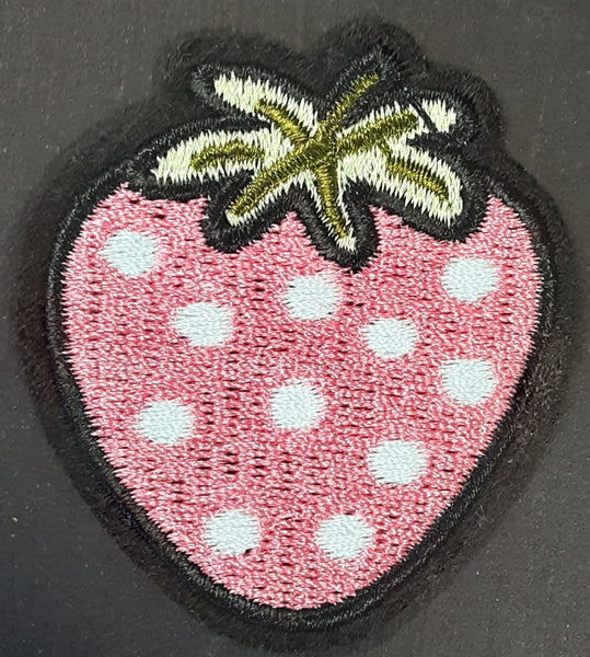 Pink Strawberry Fabric Badge