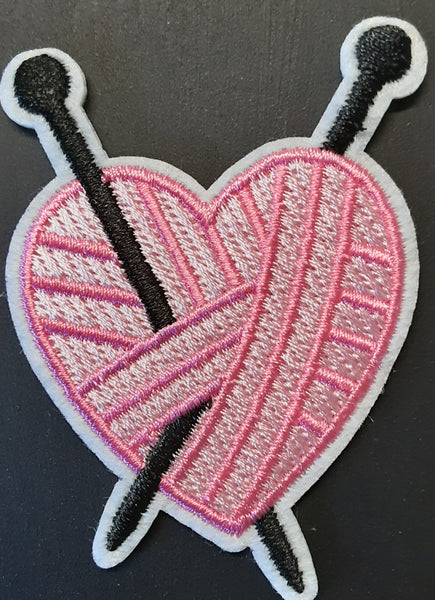 Knitted Heart Fabric Badge