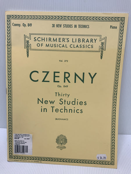 Schirmer Edition - Czerny - Thirty New Studies in Technics