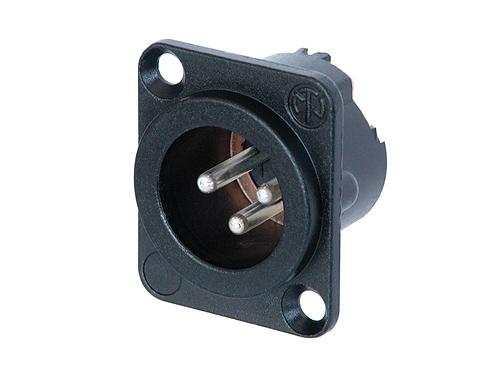 Neutrik - NC3MD-LX-BAG - 3 pole male receptacle, solder cups, black metal housing, silver contacts.