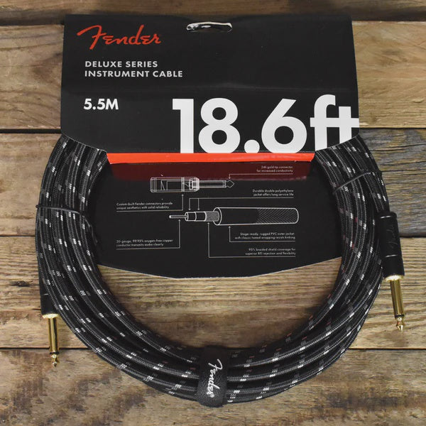 Fender - Deluxe 18.6' ST/ST Instrument Cable - Black Tweed