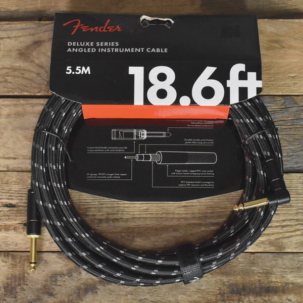 Fender - Deluxe 18.6' ST/ANG Instrument Cable - Black Tweed