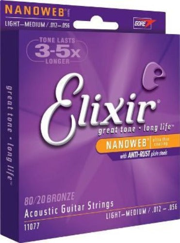 Elixir - Nanoweb Acoustic Guitar Strings -12/56