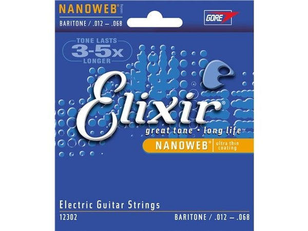 Elixir - Nanoweb Electric Baritone Guitar Strings - 12/68
