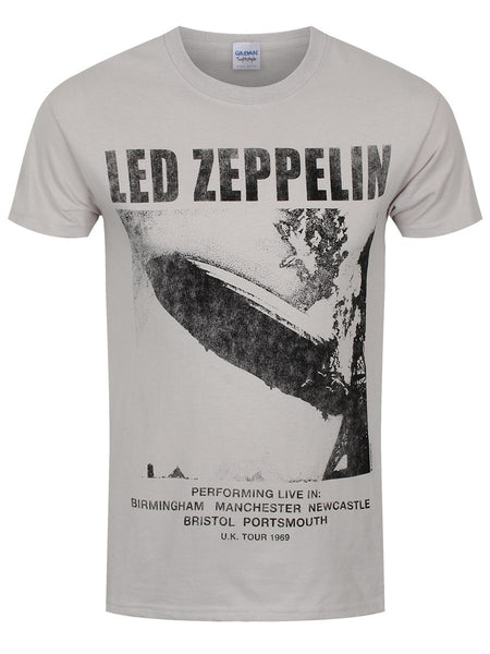 Led Zep T Shirt Ice Grey "uk Tour 1969"