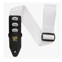 Ernie Ball  - Guitar Strap - White with Pick Holder