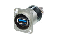 Neutrik -  NAUSB3 - Reversible USB 3.0 gender changer (type A and B), Nickel D-housing.