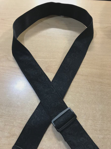 Awhi - "Moko" Design Guitar Strap - Black/Charcoal