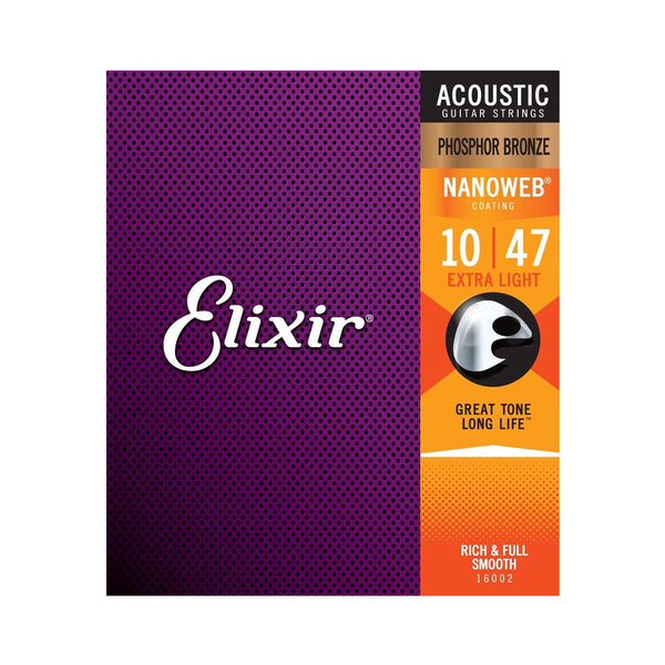 Elixir - Nanoweb Phosphor Bronze Acoustic Guitar Strings - 10/47